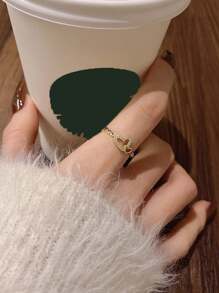 1PC Small Fresh Double Ring Women's Simple Personality Flower Ring Women's Open Ring Jewelry Elegant Halloween