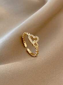 1PC Small Fresh Double Ring Women's Simple Personality Flower Ring Women's Open Ring Jewelry Elegant Halloween