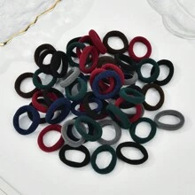 5件/50件/100件女士奶茶系列高弹力钻石装饰发圈，简约风格甜美发圈，母女老师礼物 - 咖啡棕 - 查看 10