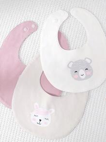 momscare Random Set Of 3 Baby Girls Animal Pattern Bibs - Multicolor - View 7