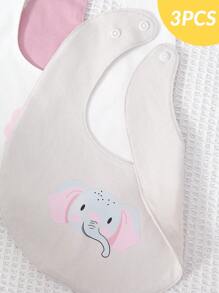momscare Random Set Of 3 Baby Girls Animal Pattern Bibs - Multicolor - View 3