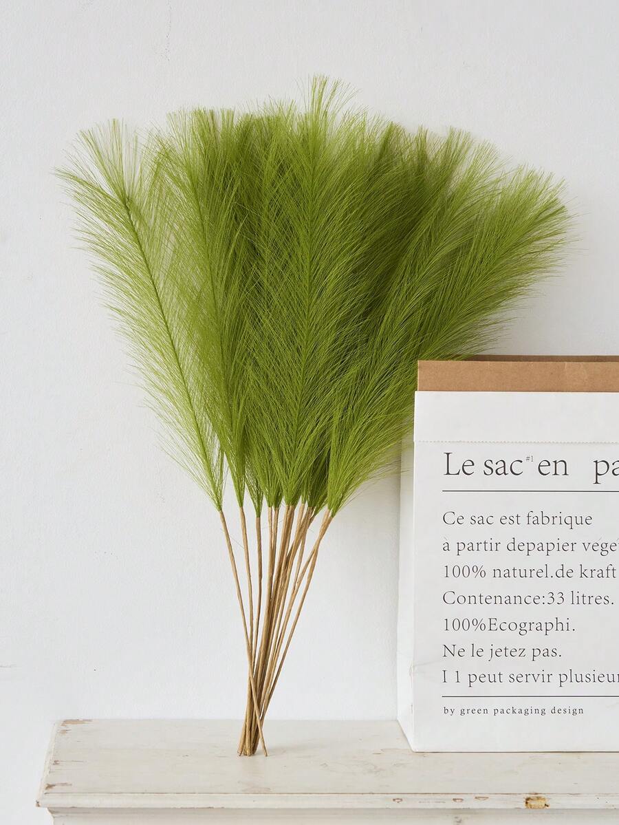 5/10/20/50pcs 52cm Green Faux Pampas Grass Artificial Reeds Fluffy