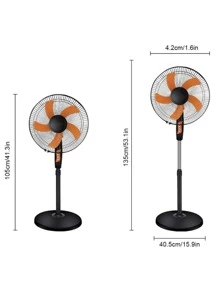 ventilador de pie De Negro Con 5 Aspas 3 Velocidades 110 V color naranja flujo de aire