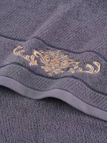 QIBHI 1/2/3件可選，純棉毛圈浴巾，刺繡歐洲花卉圖案，柔軟吸水浴室毛巾或浴巾，適用於浴室、酒店、健身房、旅行、禮品、返校、居家必需品、毛巾、護膚 - 灰色 - 查看 10