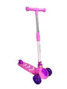 1 Pz Monopatín Scooter Patín Del Diablo Rosa Flechas Con Luz Y Sonido Ajustable Cómodo 3 Ruedas Plegable Desmontable Plataforma Antideslizante Dirección Con Gravedad - Rosa - Ver 2