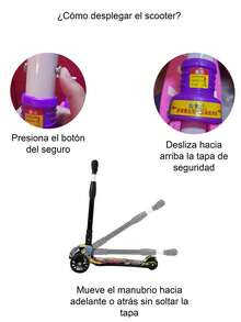 1 Pz Monopatín Scooter Patín Del Diablo Rosa Flechas Con Luz Y Sonido Ajustable Cómodo 3 Ruedas Plegable Desmontable Plataforma Antideslizante Dirección Con Gravedad - Rosa - Ver 6