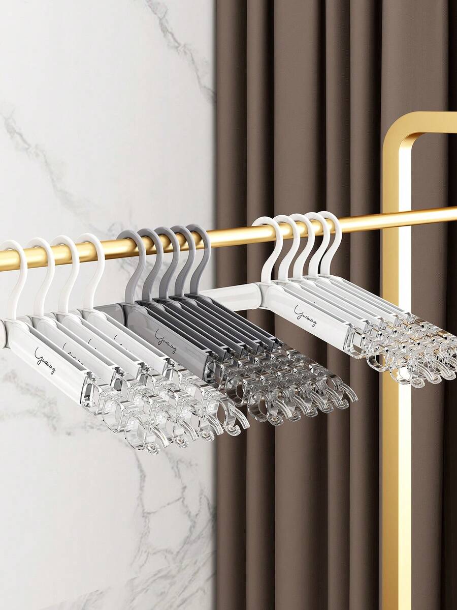 1入摺疊式旅行衣架，搭配夾子便攜式魔術衣架，適用於戶外露營，襪子和內衣 - 灰色 - 查看 1