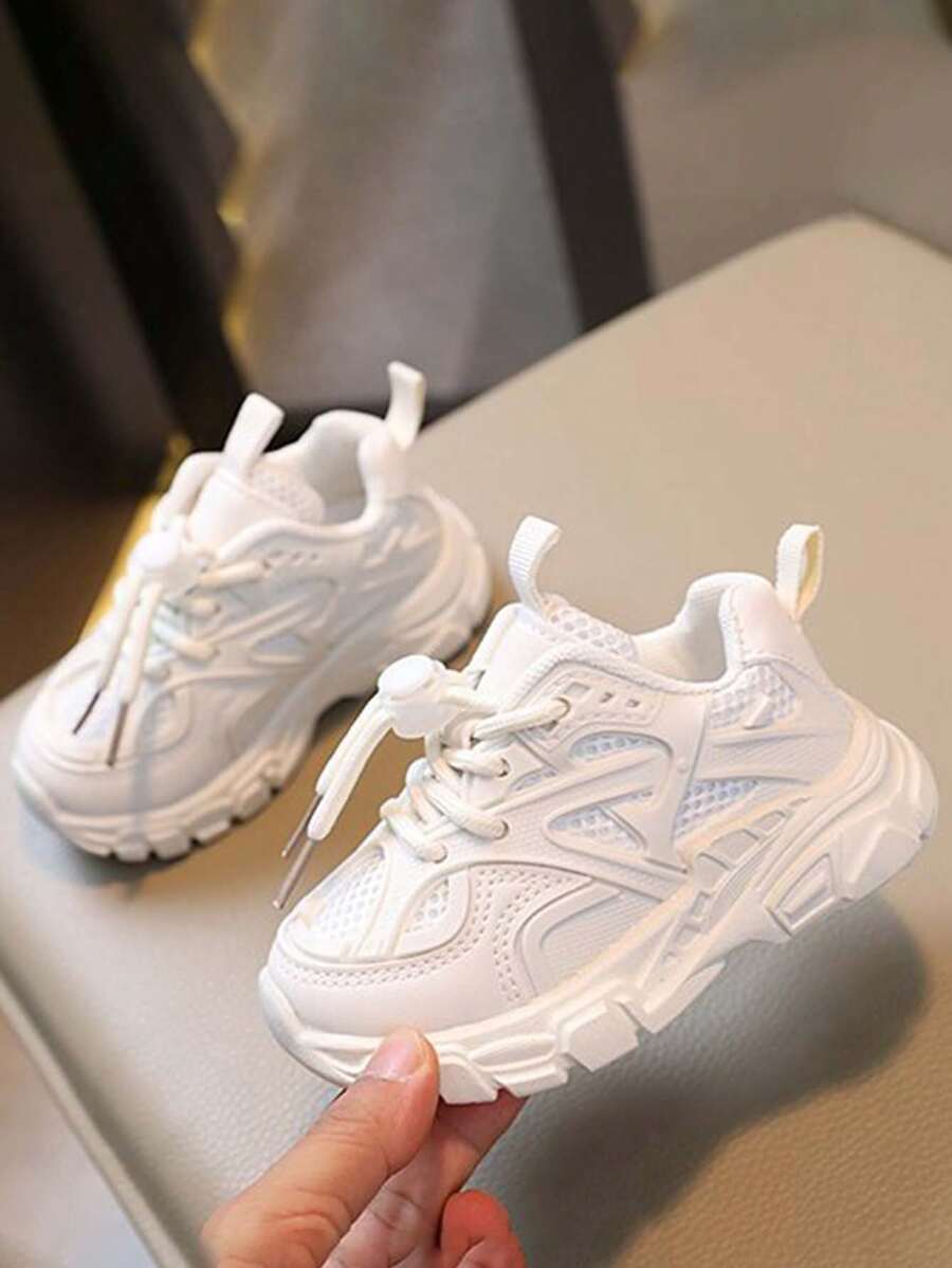 透氣網面寶寶運動鞋，柔軟底座，防滑，百搭時尚，適合兒童春夏秋冬穿著 - 米色 - 查看 1