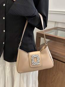 Old Money, Lightweight,Business Casual Metal Decor Hobo Bag For Teen Girls Women College Students,Rookies & White-Collar Workers Perfect For Office,Work ,Business,Commute Best Work Bag For Women For Teen Girls Women College Students,Rookies & White-Collar Workers Perfect For Office,College,Work ,Business,Commute,Outdoors, Travel, Outings - Khaki - View 4