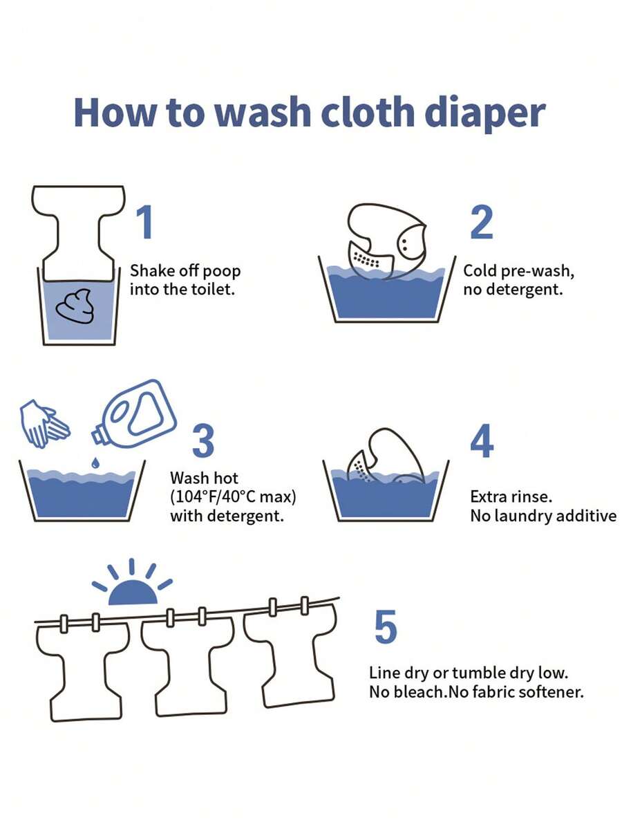 4 Packs Baby Reusable Cloth Diapers & One Size Adjustable Washable