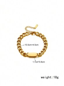 2pcs/Set Stainless Steel Thick Chain Necklace + Bracelet, Hip-Hop Fashion Jewelry Set, Non-Fading, Suitable For Daily Wear - Silver - View 7