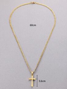 時尚流行男士十字吊飾項鍊不銹鋼珠寶禮物和時尚外觀 - 金黃色 - 查看 5