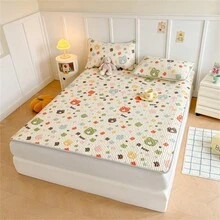 1入組夏季冷卻乳膠墊（僅包含乳膠墊*1，不含枕套，不含內芯），透氣柔軟，可摺疊易於存儲，可愛的動物卡通和花卉印花墊子，適用於臥室宿舍寢具套裝 - 彩色 - 查看 2