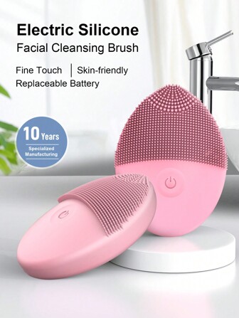 Silicone Face Brushes For Cleansing And Exfoliating, Waterproof Electric Face Cleansing Brush,  Facial Scrubber Exfoliator Brush,  Face Cleansing Brush, Face Scrubber