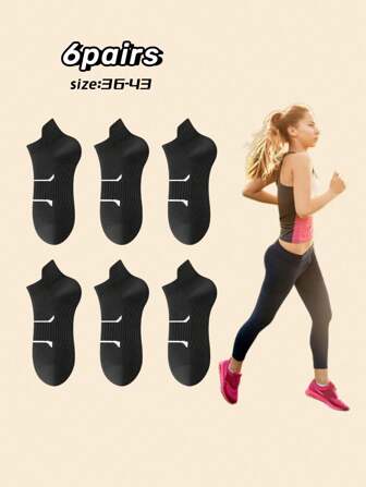 6 paires de chaussettes de sport pour femmes de grande taille (36-43), chaussettes de sport pour femmes, fines, confortables, respirantes, adaptées pour les sports de plein air, la remise en forme, la course, les chaussettes de gym d'entraînement, les chaussettes de compression haute élasticité