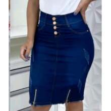 Women Denim Skirts - Dark Wash - View 2