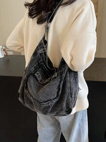 Vintage Denim Backpack, Y2K Large Capacity Hobo Bag, Fashionable Ladies Crossbody Shoulder Bag, Y2K Cute Denim Shoulder Bag For Women, Simple Multi-Pocket Vacation Travel Crossbody Bag, Square Shoulder Bag Wallet For Daily Commute, Large Capacity Multifunctional Laptop Backpack Handbag For Students, Shoulder Bag For School