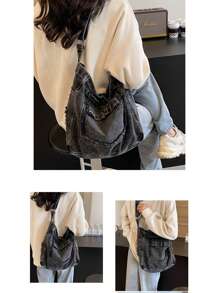 Vintage Denim Backpack, Y2K Large Capacity Hobo Bag, Fashionable Ladies Crossbody Shoulder Bag, Y2K Cute Denim Shoulder Bag For Women, Simple Multi-Pocket Vacation Travel Crossbody Bag, Square Shoulder Bag Wallet For Daily Commute, Large Capacity Multifunctional Laptop Backpack Handbag For Students, Shoulder Bag For School