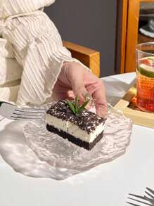 1 pièce/5 pièces Assiette en verre dépoli style INS Plat à collation à la maison, Plat à sauce, dessert, pâtisserie, Plateau de table de nuit, Rangement pour bijoux pour boucles d'oreilles, colliers et bagues Cadeau de Noël, Fournitures scolaires