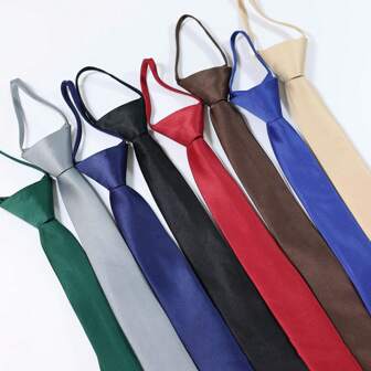 1pc No-Tie Necktie For Formal Dress Shirt, Decoration Tie In College Style For Students (Unisex)