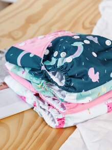 4 Packs Baby Cloth Diapers One Size Adjustable Washable Reusable For Baby Girls And Boysbaby Shower Family Decorations Gifts - Multicolor - View 3