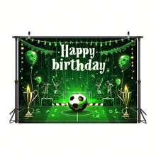 1pc Soccer Birthday Party Backdrop Football Field Photography Background Football Themed Party Decoration Photobooth Props For Boys Men Women Girls Cake Table Decor,