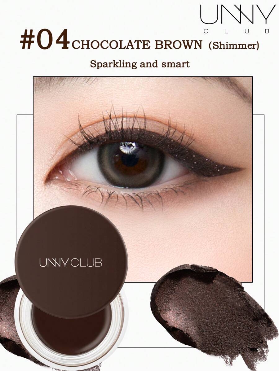 unny club 1pc Gel Eyeliner, With No  Pencil Brush, Waterproof Long Lasting Cream Eyeliner Gel, High-Intensity Pigments Smudge-Proof Eye Liner Eyebrow Makeup, Water-Resistant - 04巧克力棕 - 查看 1