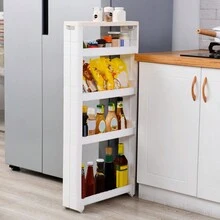 Scaffale di archiviazione per bagno, lo scaffale di archiviazione è adatto per frigorifero, cucina, bagno può contenere bevande, condimenti e altri contenitori multi-strato per l'archiviazione di lattine, prodotti cosmetici, detersivi per il bucato e scaffale di archiviazione da scrivania per bibite - Multicolore - Visualizzare 4