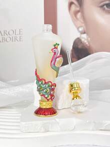 Bottiglia di profumo vintage da 25 ml con cristalli, con decorazione a cono smaltato e cubica a forma di pavone, dispenser di olio essenziale da viaggio (solo bottiglia vuota, senza profumo), adatto per vacanze al mare, bagno, camera da letto, grande capacità