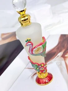 Bottiglia di profumo vintage da 25 ml con cristalli, con decorazione a cono smaltato e cubica a forma di pavone, dispenser di olio essenziale da viaggio (solo bottiglia vuota, senza profumo), adatto per vacanze al mare, bagno, camera da letto, grande capacità