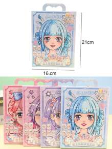 Children's Puzzle Toy Princess Makeup Coloring Set Girls' Dress-up Games Diy Coloring & Dressing Stickers Cheerful Girl Sticker Album (1set/10sheets)