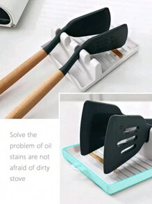 1pc Multipurpose Wall-Mounted RackFor Kitchenware,With Scoop Spoon Pad, Chopsticks& Pot Cover Holder