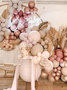 98pcs Retro Pink Balloon Chain Set & 2pcs Balloon Accessory, Balloon Set Perfect For Retro Style Women's Birthday Party Wall Background, Decorative Balloon Arch Kit,Christmas - Baby Pink - View 5