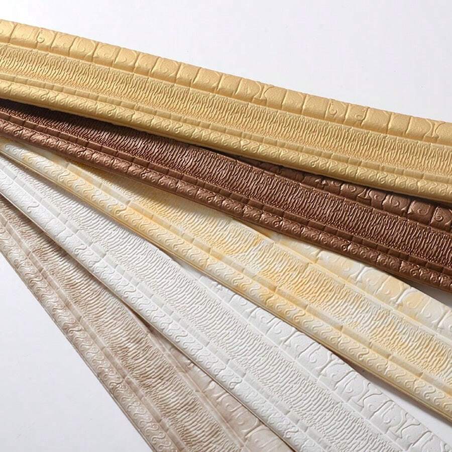 5pcs Embossed Thickened Self-Adhesive 3D Ceiling Foam Crown Molding Decorative Border Baseboard TV Background Wall Frame Sticker Self-Adhesive 3D Wall Panel - Multicolor - View 1