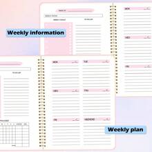 1本星期計畫手帳，月曆日記日程軟皮紙辦公校用文具 - 淺粉色 - 查看 4