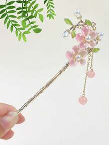 Hanfu Headwear Hairpin, New Chinese Style Coiled Hair Hairpin, Step Swaying Tassel Hairpin, Children's Ancient Style Horse Face Skirt Accessories, High-End Feeling,Valentine's Day Couples As A Gift Hair Accessories Hair Bun Hair Bun Maker Bun Hair Piece Hair Styling Pins
