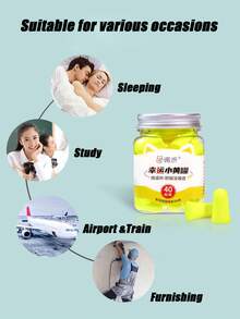 80/40 Sponge Earplugs Packed In One Bottle, For Noise Reduction, Sleeping, Studying, Planes And Trains, Anti-Noise And Does Not Hurt The Ears, Comes With A Small Portable Plastic Case - Multicolor - View 11
