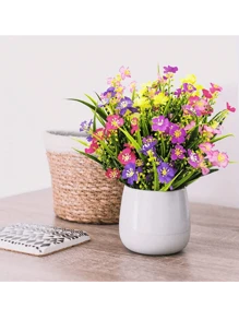 5 bông hoa giả nhiều màu sắc, cây giả bằng nhựa chống tia UV, thích hợp trang trí trong nhà/ngoài trời, vườn, bệ cửa sổ, ban công, chậu cây, phù hợp mọi mùa. - Nhiều màu - Xem 4