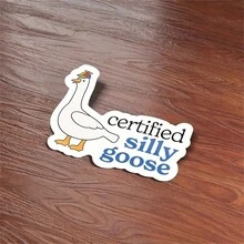 10pcs Silly Goose Stickers: Durable, Glossy Decals - Add Fun To Your Car And Glassware, Self-Adhesive And Glass-Friendly - White - View 5