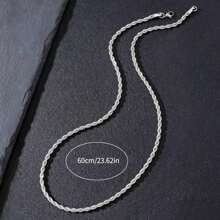 1pc Hip Hop Style Stainless Steel Twisted Blue Rope Chain/Dragon Bone Chain, 60CM Length Suitable For Men And Women - Twisted Blue Flower Chain - View 2