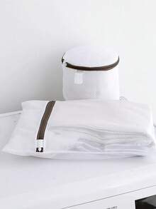 1入組白色雙拉鍊網布洗衣袋，可適用於內衣、襪子、內褲、運動鞋、嬰兒衣等，適用於洗衣機和旅行收納，且具防鏽功能 - 白色 - 查看 5