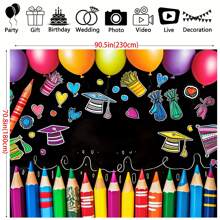 1 pieza Felicitaciones Telón de fondo para foto de graduación de preescolar, bandera de mesa de pastel de fiesta de graduación con patrón de crayones de colores, decoración de fiesta de graduación, decoraciones para el hogar para uso en interiores o exteriores., Navidad