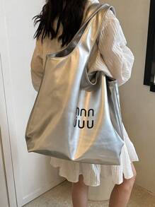 FRIFUL Túi xách nữ cỡ lớn kiểu dáng thường ngày mới năm 2024, quai đeo vai thoải mái, túi đeo chéo tiện dụng cho người đi làm. - Bạc - Xem 2