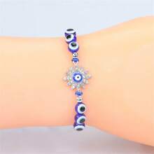 1pc Blue Eye Element Decor Devil's Eye Butterfly Bracelet Bohemian Style Braided Hand Rope For Women - 5 - View 2