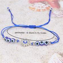 1pc Blue Eye Element Decor Devil's Eye Butterfly Bracelet Bohemian Style Braided Hand Rope For Women - 5 - View 9