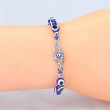 1pc Blue Eye Element Decor Devil's Eye Butterfly Bracelet Bohemian Style Braided Hand Rope For Women - 5 - View 5