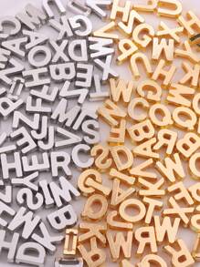 60 piezas de cuentas de letras de acrílico 3D con recubrimiento plateado de moda para hacer joyas a mano con accesorios de bisutería DIY para pulsera/collar