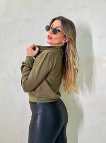 Women Coats - 軍綠色 - 查看 4