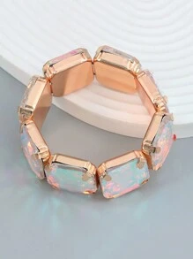 1 chiếc Vòng tay pha lê vuông sang trọng 23*23MM, dành cho ngày lễ và tiệc tùng - Màu Hồng Tươi - Xem 19