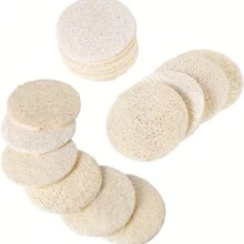 專利莎莎10入組天然去角質海綿面盤-卸妝洗臉-沐浴磨砂-去除死皮-男女均適用的身體浴海綿-可再生資源 - 棕色 - 查看 7